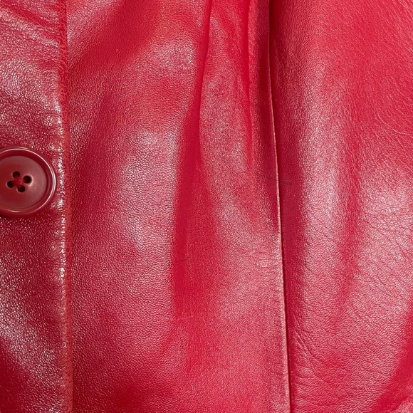 Preston & York Red Lambskin Leather Button Front Blazer Jacket Size M - Picture 3 of 7